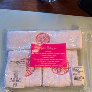 Lilly Pulitzer White and Pink Tennis Headband Set